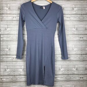 Divided by H&M ribbed grayish blue V neck bodycon dress size 6